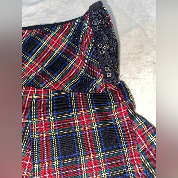 Vintage Y2K Royal Bones Tripp NYC Plaid Blue Red Plaid Mini A-Line Skirt Size M - Picture 4 of 12